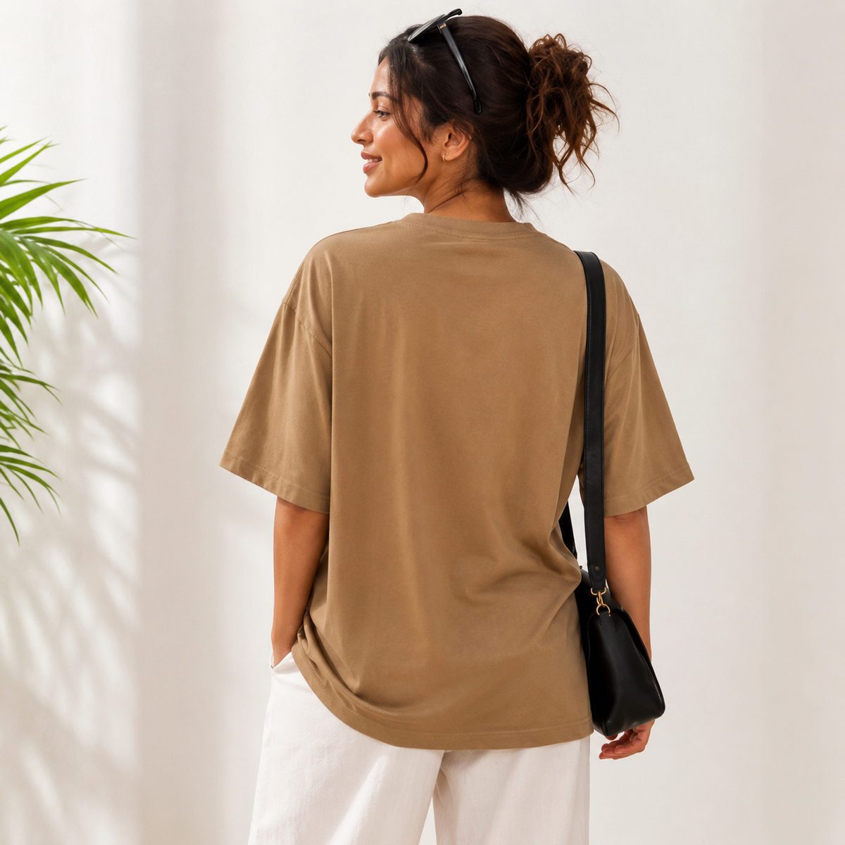 Silver Muse Mocha Oversized Graphic T-Shirt