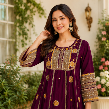 Royal Plum Embroidered Co-Ord Set