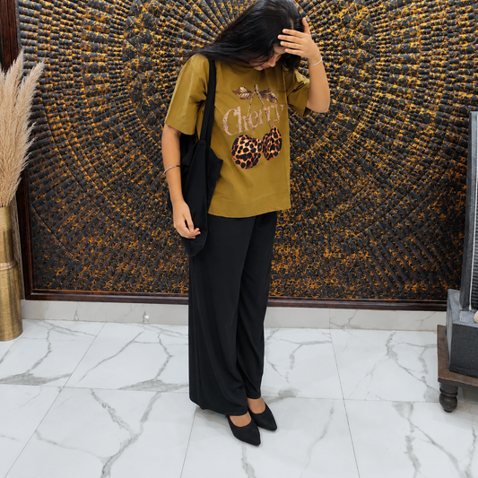 Wild Cherry Olive Graphic Co ord set