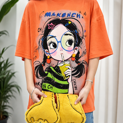 Pop Muse Orange Oversized Graphic T-Shirt