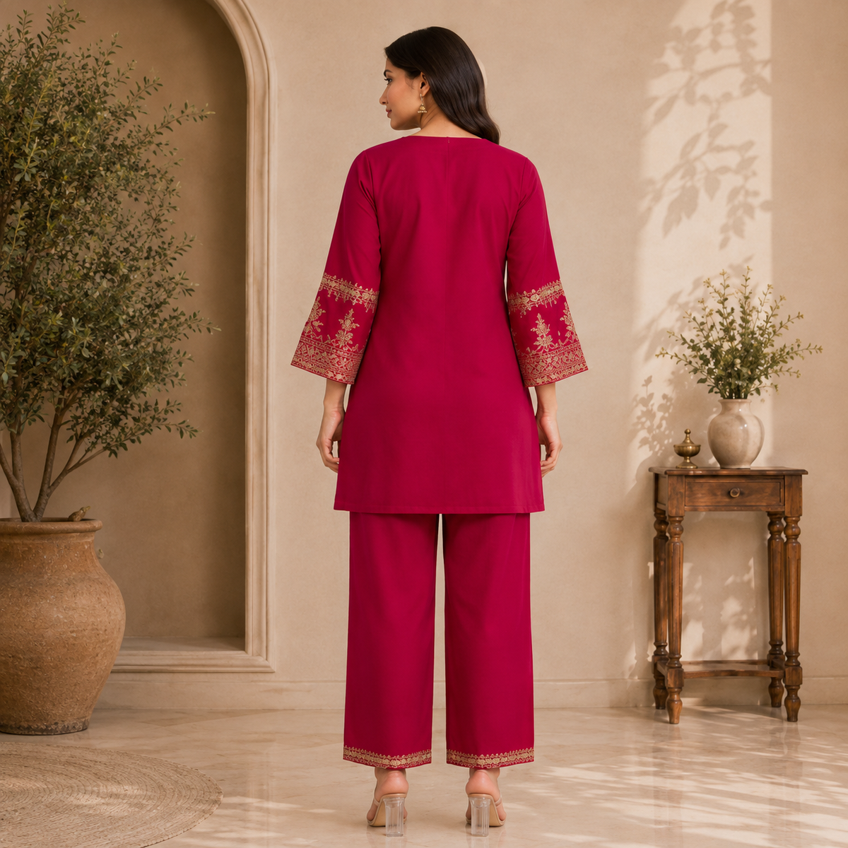 Royal Magenta Embroidered Co-Ord Set