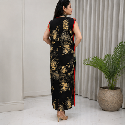 Black Cheongsam Style Magic Dress with Scarf
