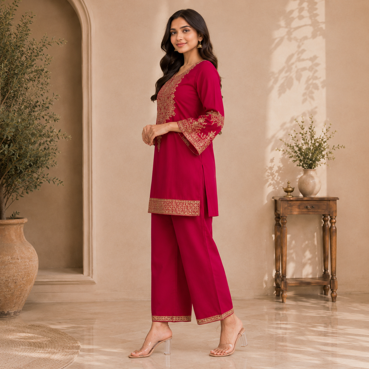 Royal Magenta Embroidered Co-Ord Set