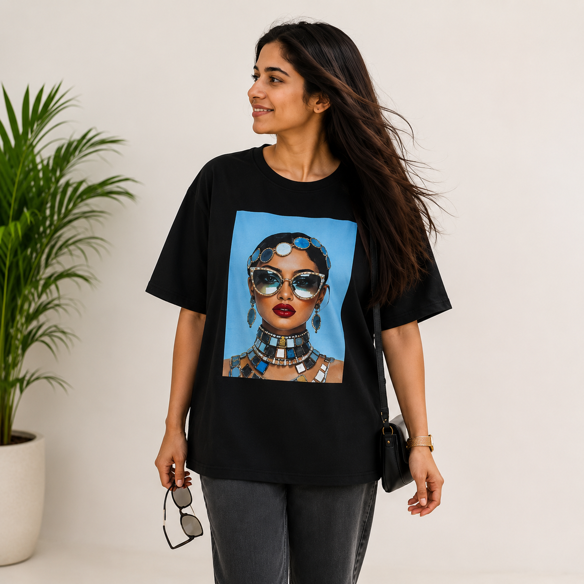 Azure Icon Black Oversized Graphic T-Shirt