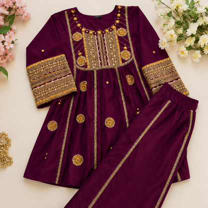 Royal Plum Embroidered Co-Ord Set