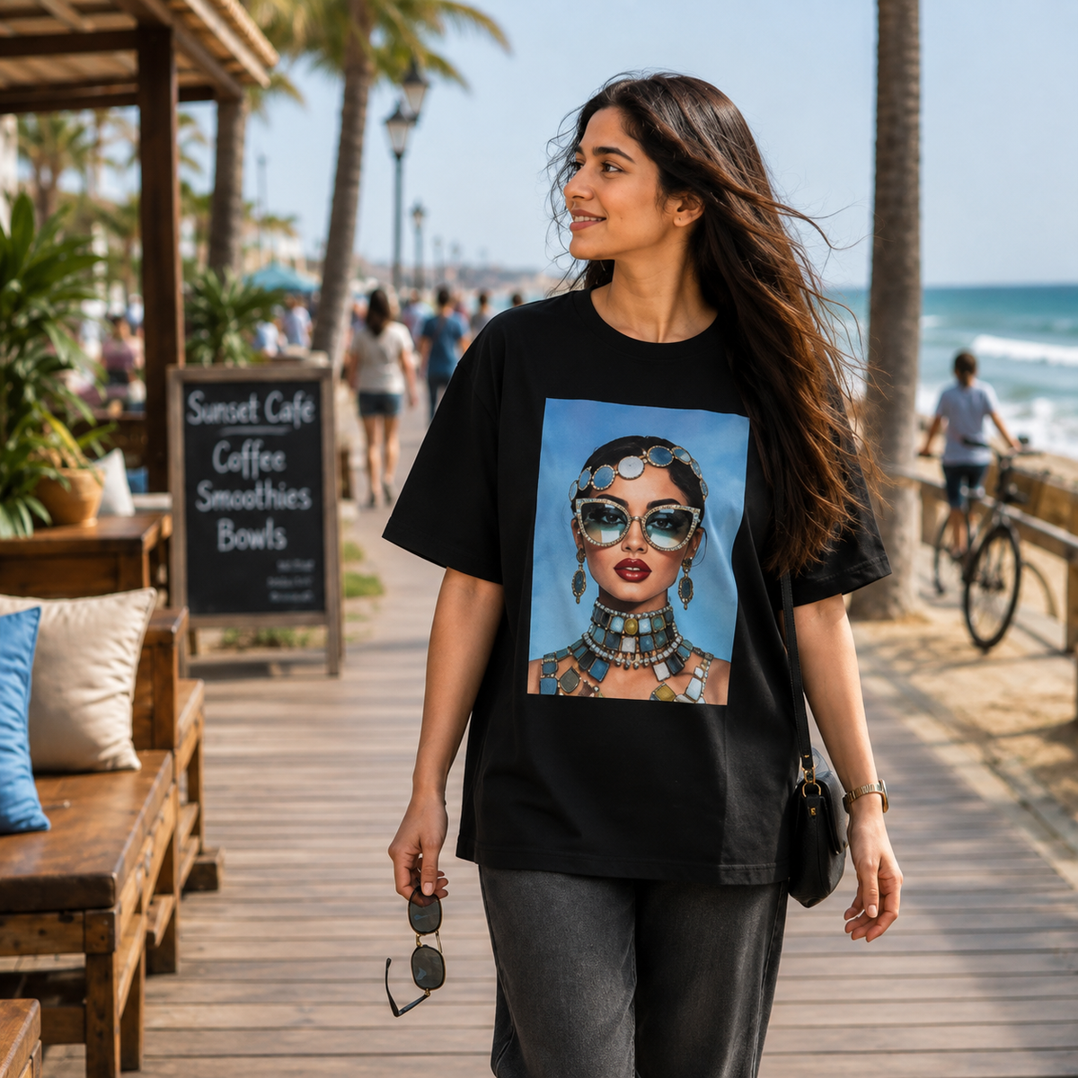 Azure Icon Black Oversized Graphic T-Shirt
