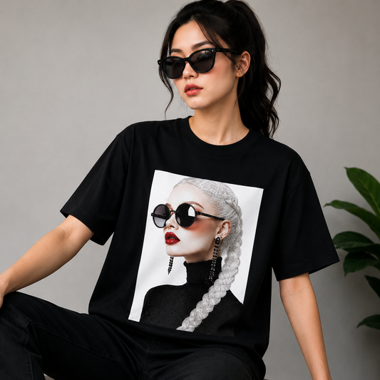 Urban Muse Graphic Oversized T-Shirt – Black