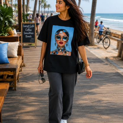 Azure Icon Black Oversized Graphic T-Shirt