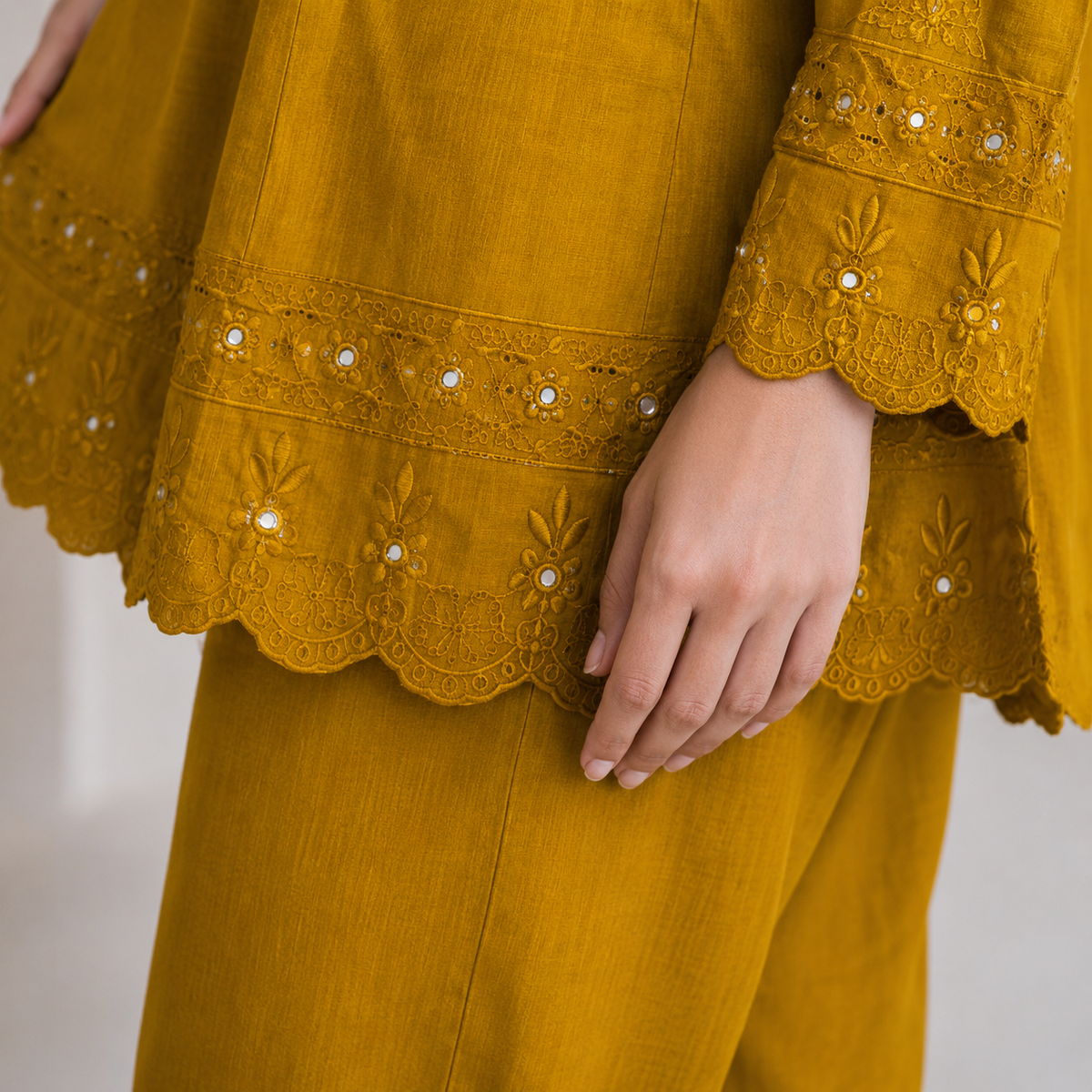 Mustard Bloom Embroidered Co-Ord Set