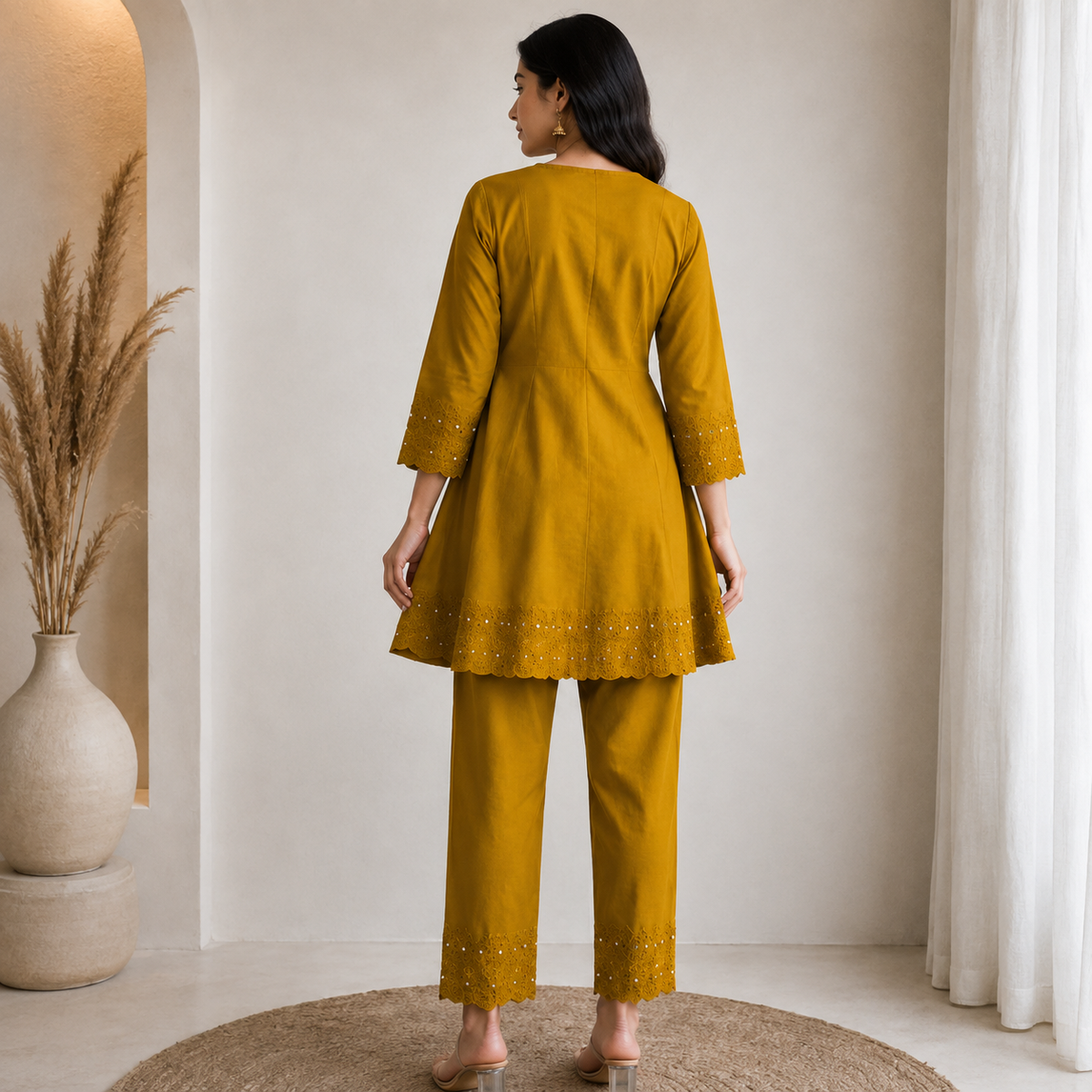 Mustard Bloom Embroidered Co-Ord Set