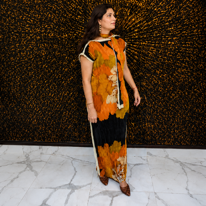 Orange & Black Magic Dress with Scarf