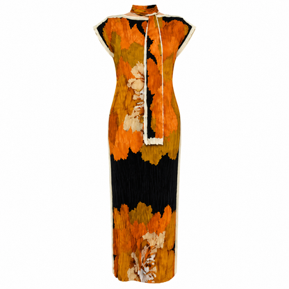 Orange & Black Magic Dress with Scarf