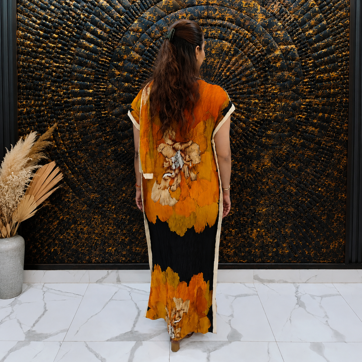 Orange & Black Magic Dress with Scarf