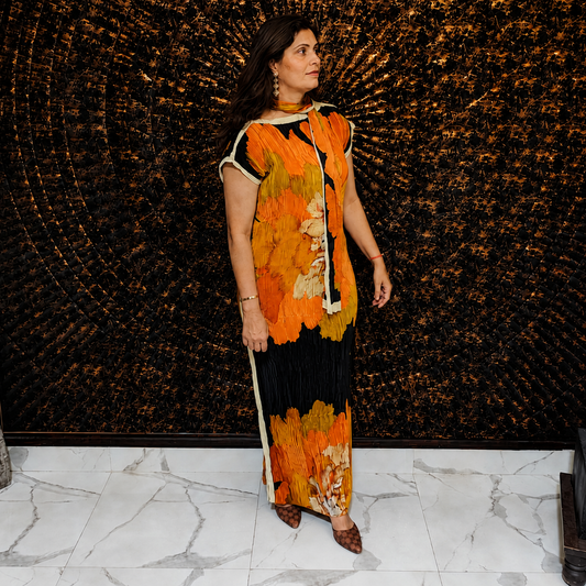 Orange & Black Magic Dress with Scarf
