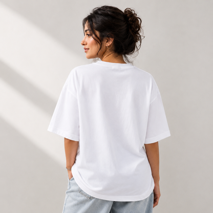 Silver Muse White Oversized Graphic T-Shirt