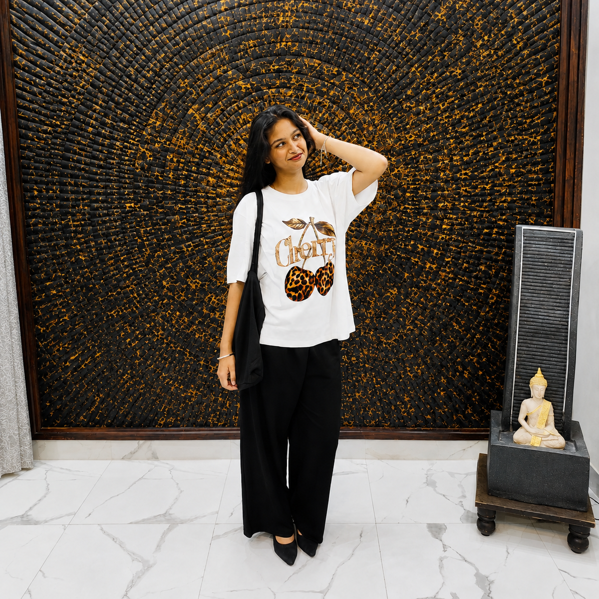 Wild Cherry White Oversized Graphic co ord set