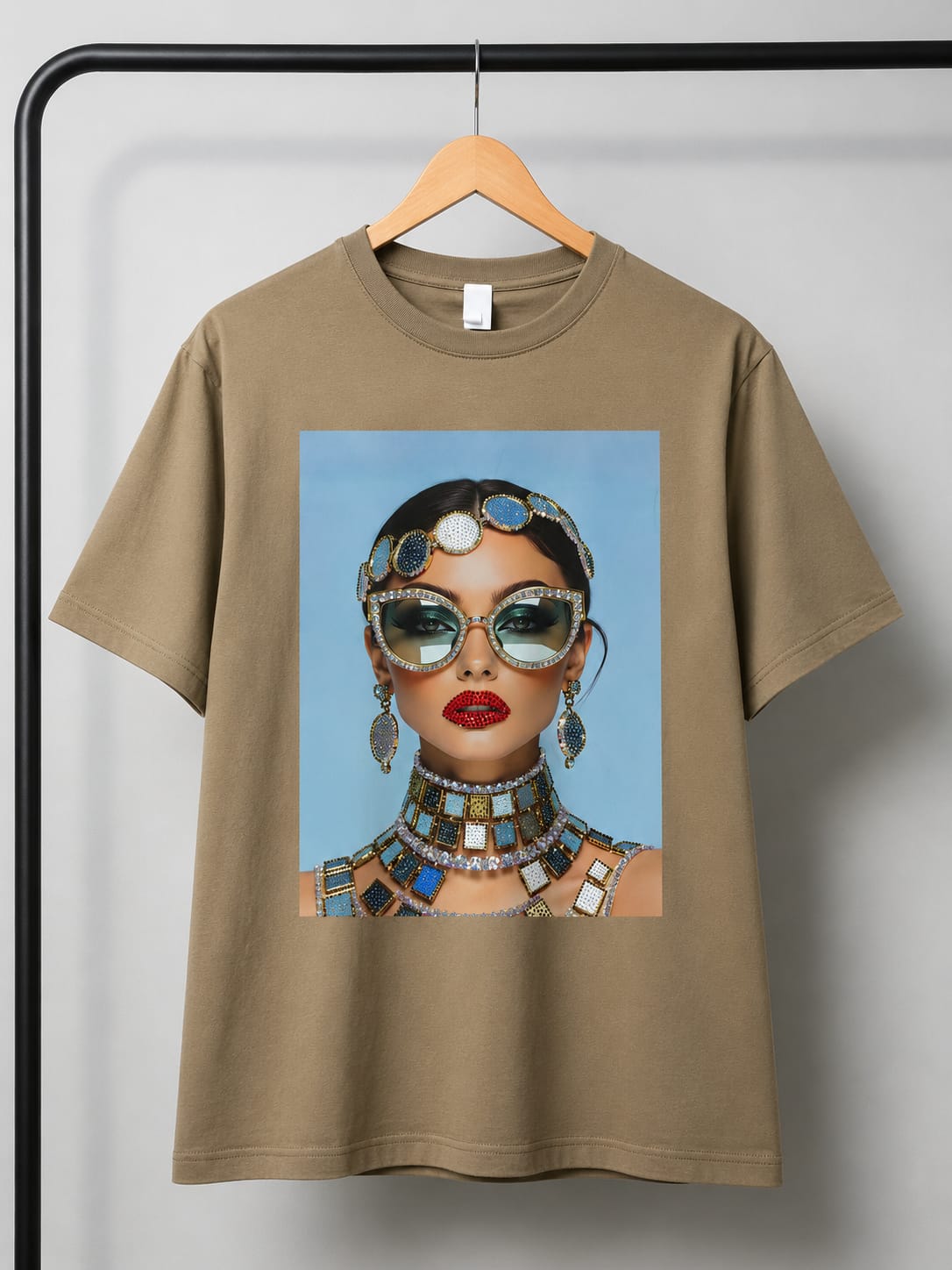 Azure Muse Mocha Oversized Graphic T-Shirt