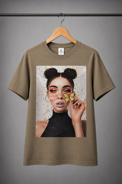 Butterfly Muse Mocha Oversized Graphic T-Shirt