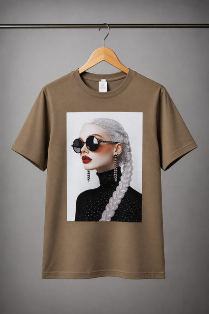 Silver Muse Mocha Oversized Graphic T-Shirt