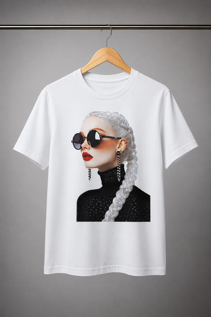 Silver Muse White Oversized Graphic T-Shirt
