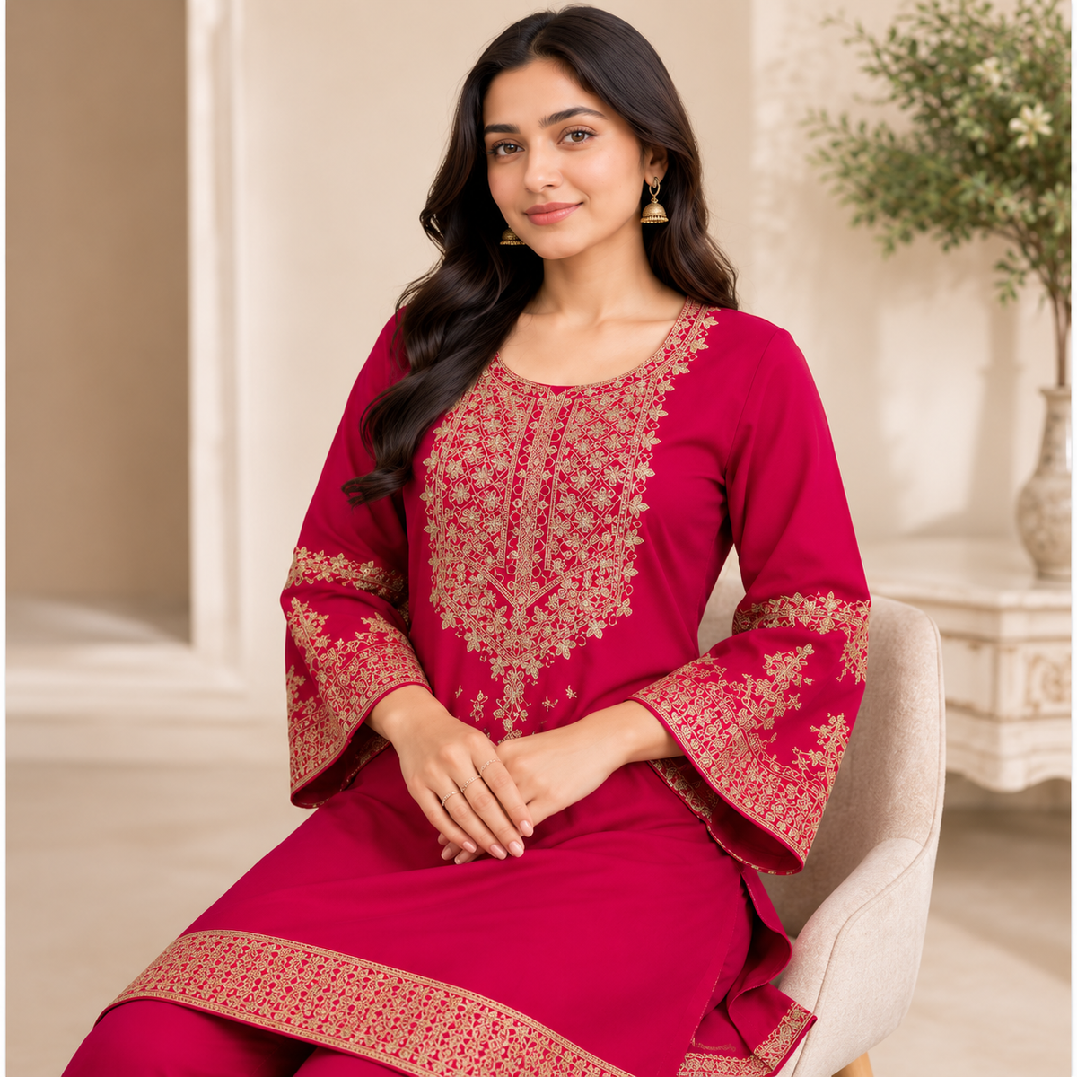 Royal Magenta Embroidered Co-Ord Set