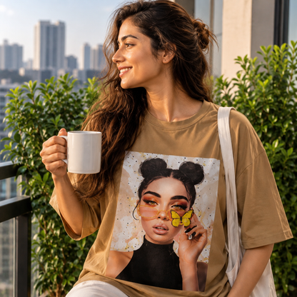 Butterfly Muse Pink Oversized Graphic T-Shirt