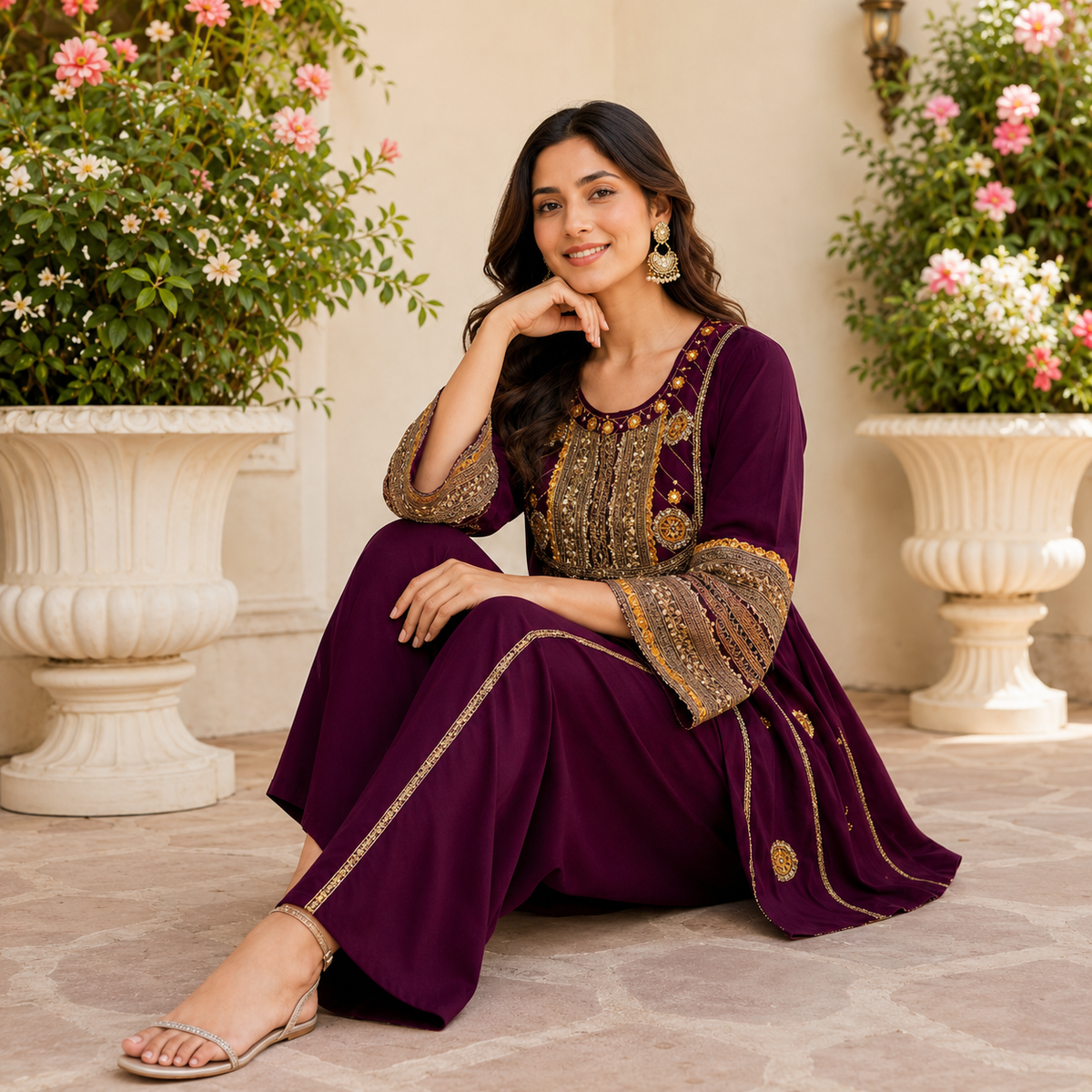 Royal Plum Embroidered Co-Ord Set