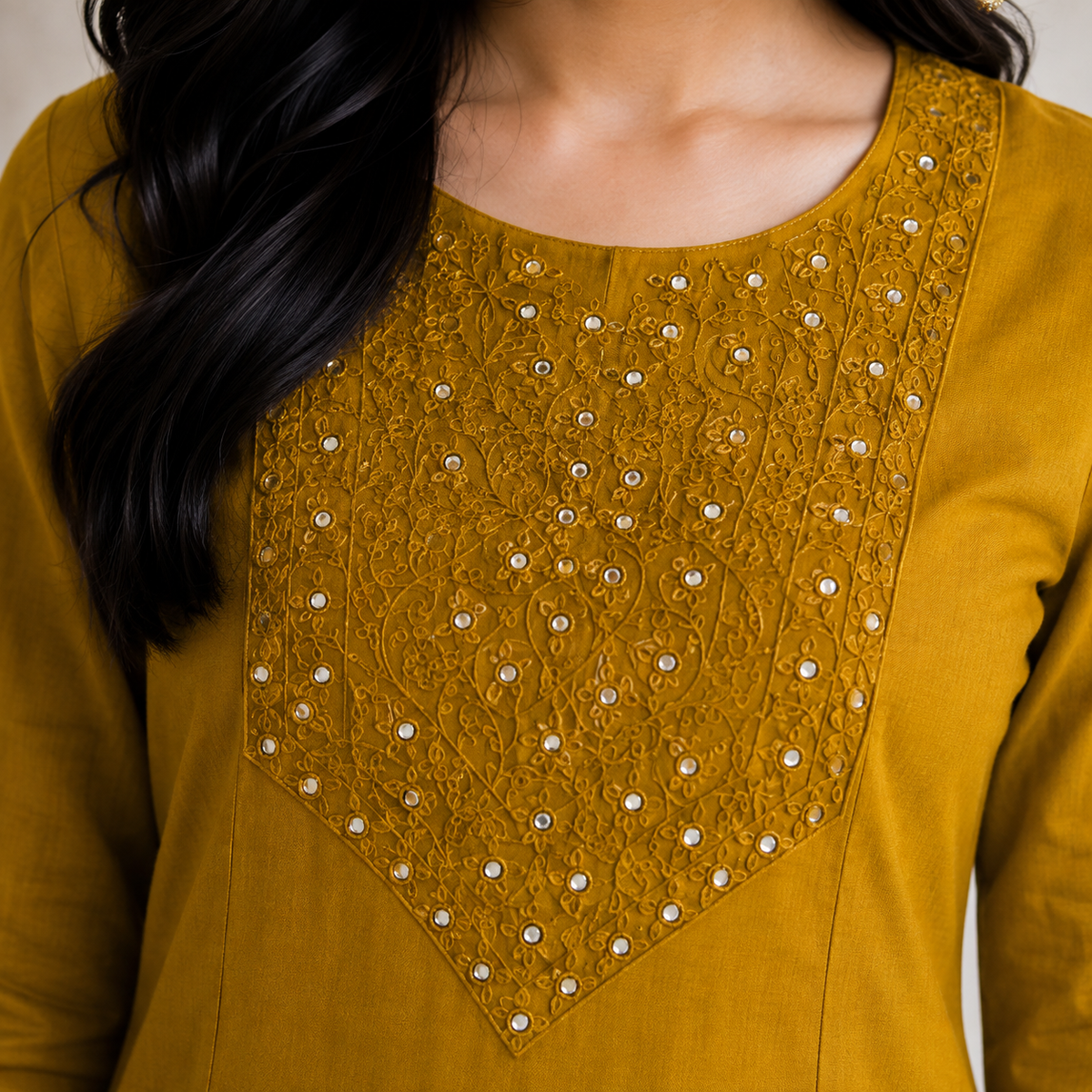 Mustard Bloom Embroidered Co-Ord Set
