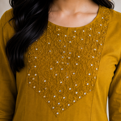 Mustard Bloom Embroidered Co-Ord Set