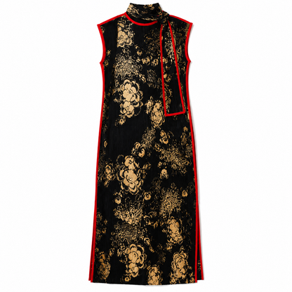 Black Cheongsam Style Magic Dress with Scarf