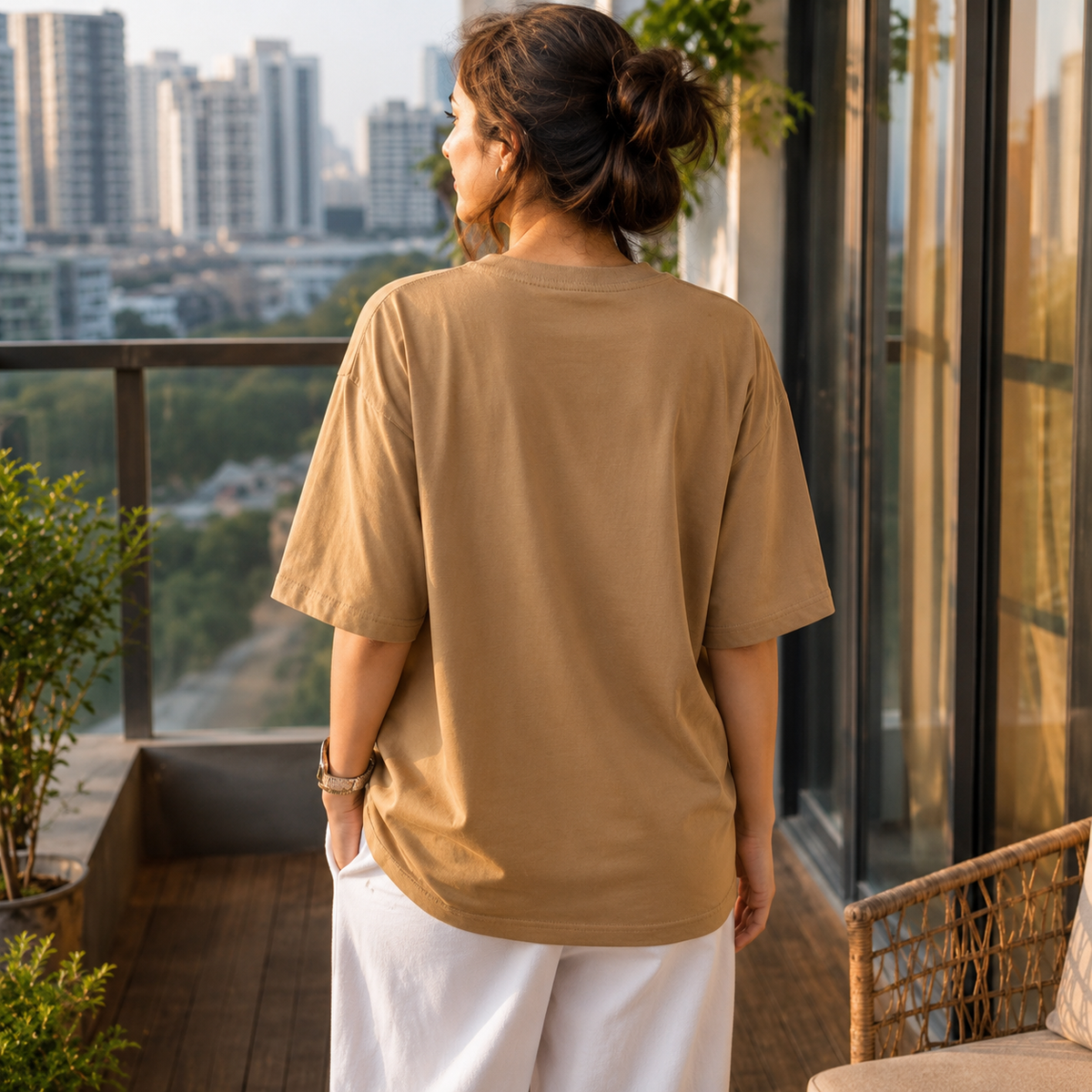 Butterfly Muse Mocha Oversized Graphic T-Shirt