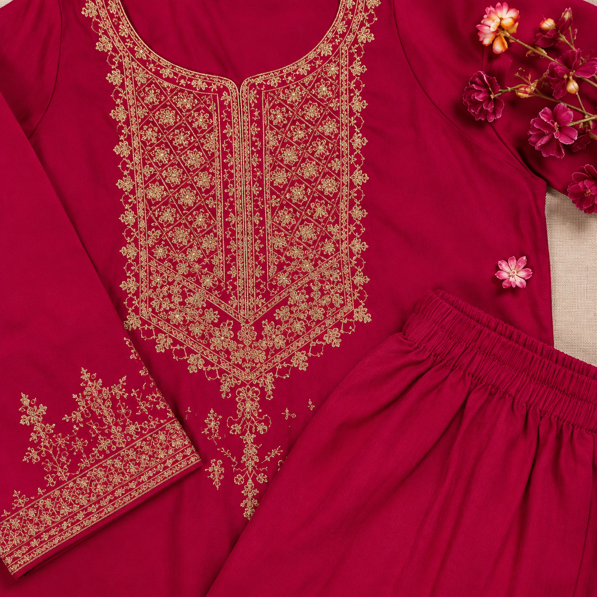 Royal Magenta Embroidered Co-Ord Set