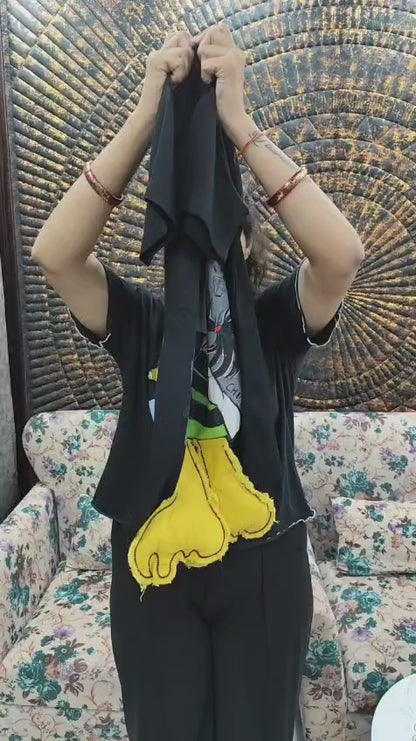 Pop Muse Black Oversized Graphic T-Shirt